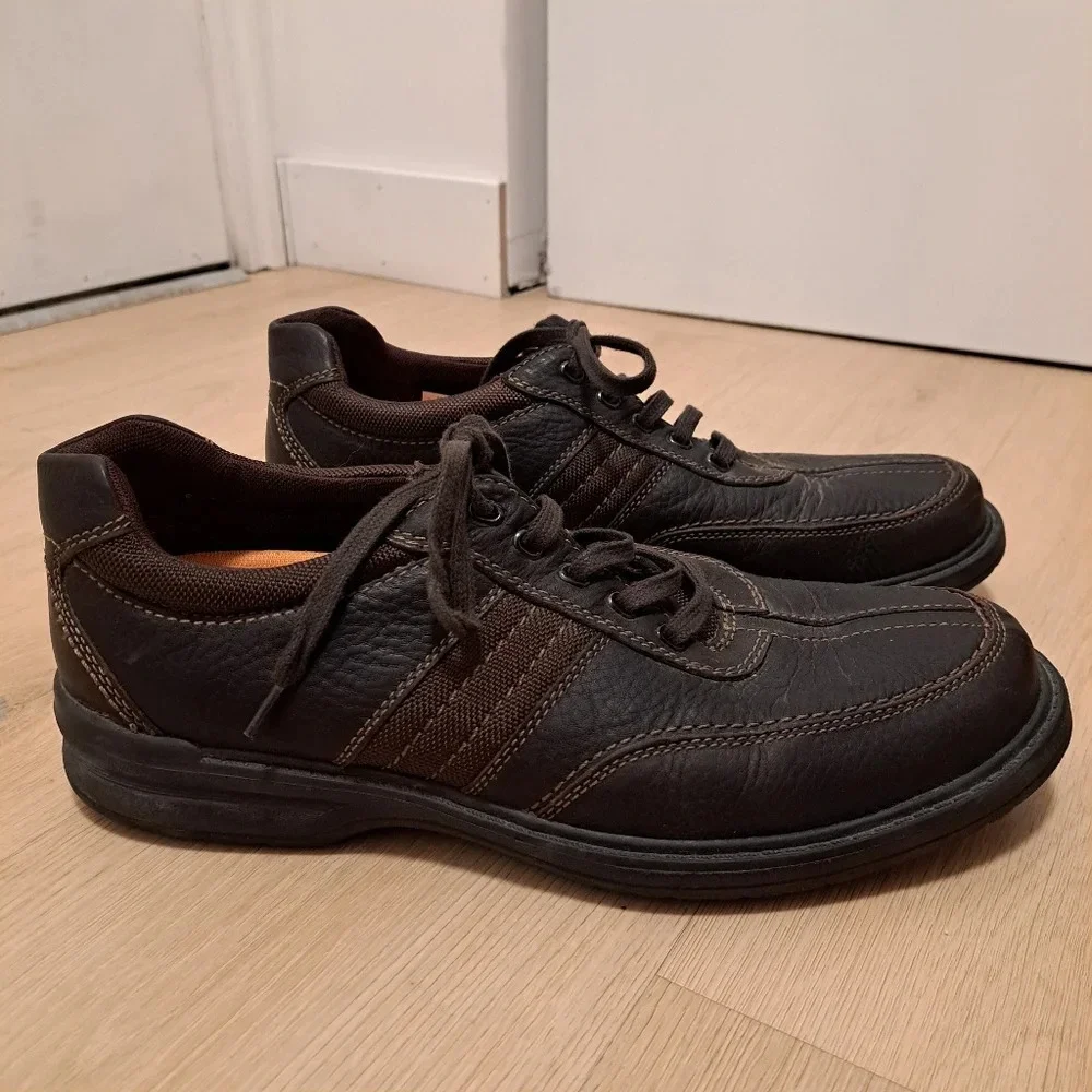 Clarks Men's Sherwin Way Oxford Brown Tumbled Leather Lace Up Shoes Size‎ 12M